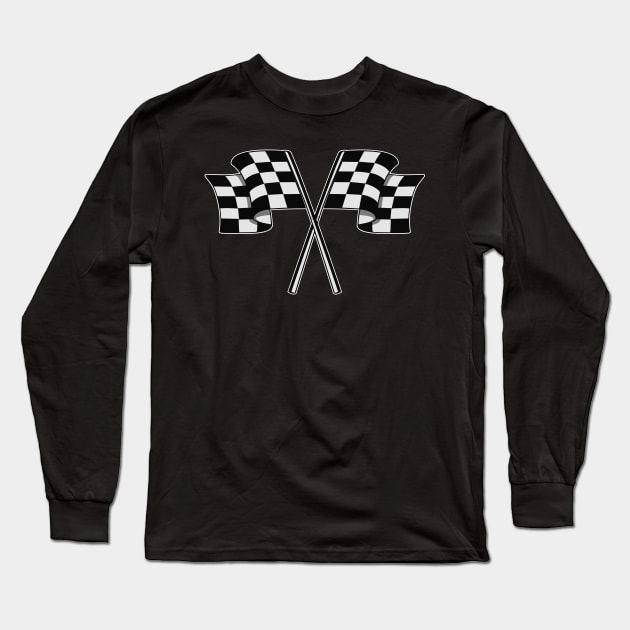 Checked racing car flag (Start and Finish) Long Sleeve T-Shirt by Jiooji Project